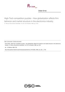 High-Tech competition puzzles - How globalization affects firm behavior and market structure in the electronics industry - article ; n°1 ; vol.85, pg 9-30