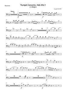 Partition basson 1/2, trompette Concerto, Hob.VIIe:1, Trumpet Concerto in E-flat major