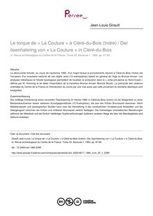 Le torque de « La Couture » à Cléré-du-Bois (Indre) / Der ösenhalsring von « La Couture » in Cléré-du-Bois - article ; n°1 ; vol.23, pg 67-80