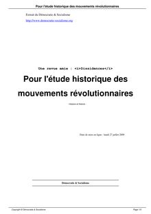 Pour l étude historique des mouvements révolutionnaires