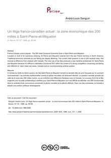 Un litige franco-canadien actuel : la zone économique des 200 milles à Saint-Pierre-et-Miquelon - article ; n°1 ; vol.137, pg 85-96