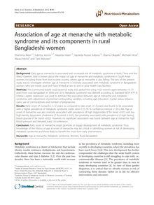 Association of age at menarche with metabolic syndrome and its components in rural Bangladeshi women