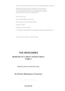 The Newcomes - Memoirs of a Most Respectable Family