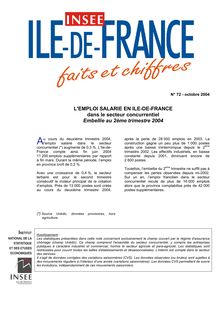 L emploi salarié en Ile-de-France dans le secteur concurrentiel - Embellie au 2e trimestre 2004