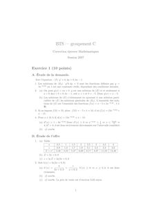 Corrige BTSREALOUT Mathematiques 2007