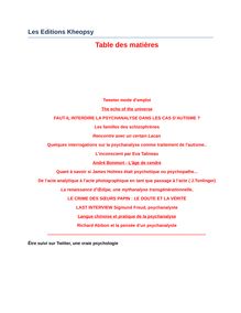 Publications psychanalytiques Aout 2012