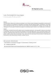 Les champignons sauvages - article ; n°1 ; vol.76, pg 83-107