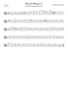Partition ténor viole de gambe 1, alto clef, Transcriptions pour 4 violes de gambe par Orlande de Lassus