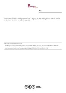 Perspectives à long terme de l agriculture française 1968-1985 - article ; n°6 ; vol.24, pg 1209-1210