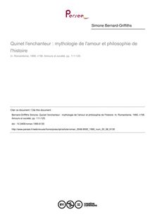 Quinet l enchanteur : mythologie de l amour et philosophie de l histoire - article ; n°68 ; vol.20, pg 111-125