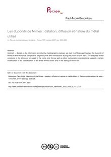 Les dupondii de Nîmes : datation, diffusion et nature du métal utilisé - article ; n°157 ; vol.6, pg 305-328