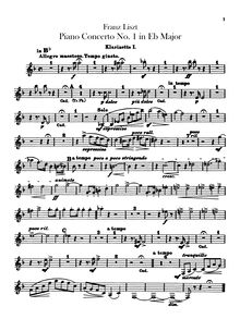 Partition clarinette 1, 2 (B♭, A), Piano Concerto No.1, Triangle Concerto