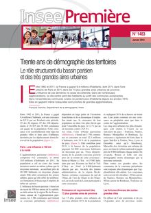 INSEE : Trente ans de démographie des territoires - Le rôle structurant du bassin parisien et des très grandes aires urbaines