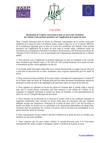 C.N.C.P.P.D. Déclaration de l Algérie concernant la mise en uvre ...