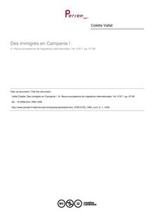 Des immigrés en Campanie ! - article ; n°1 ; vol.9, pg 47-58