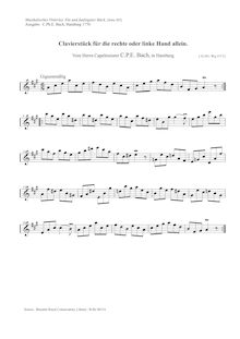 Partition complète, clavier piece pour right ou à gauche main, Wq.117/1 (H.241)