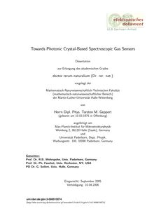 Towards photonic crystal-based spectroscopic gas sensors [Elektronische Ressource] / von Torsten M. Geppert