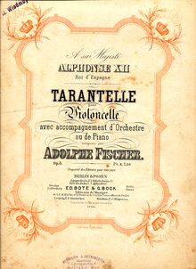Partition couverture couleur, Tarentelle, Fischer, Adolphe