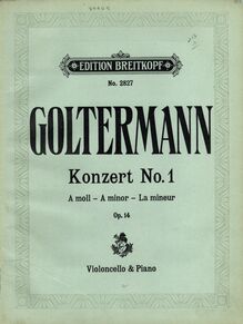 Partition couverture couleur, violoncelle Concerto No.1 Op.14, Goltermann, Georg