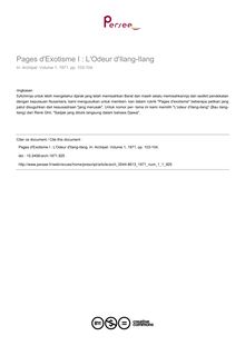 Pages d Exotisme I : L Odeur d Ilang-Ilang - article ; n°1 ; vol.1, pg 103-104