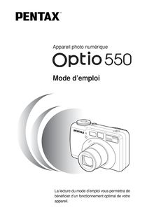 Notice Appareil Photo numériques Pentax  Optio 550