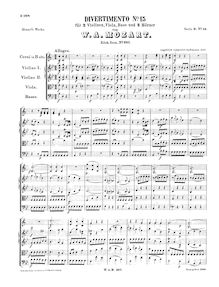 Partition complète, Divertimento, Divertimento No.15 ; Lodron Serenade No 2 par Wolfgang Amadeus Mozart