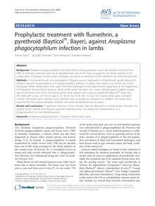Prophylactic treatment with flumethrin, a pyrethroid (Bayticol®, Bayer), against Anaplasma phagocytophilum infection in lambs