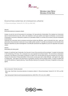 Economies externes et croissance urbaine - article ; n°6 ; vol.23, pg 992-1022