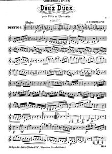 Partition clarinette (en B♭), 2 Duos pour flûte et clarinette, Deux duos concertants pour flûte et clarinette