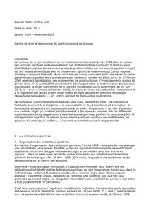 Recueil Dalloz 2010 p. 400 Droit du sport (1) janvier 2009 ...