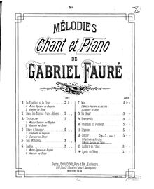 Partition No. 1 - Seule!, 2 chansons, Op.3, Fauré, Gabriel