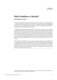 Rôles familiaux et identité - article ; n°1 ; vol.393, pg 185-202