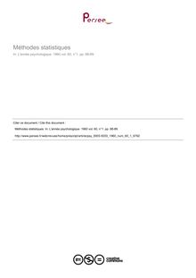 Méthodes statistiques - compte-rendu ; n°1 ; vol.60, pg 88-89