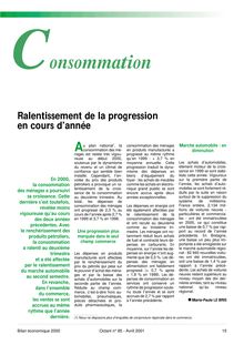Consommation : ralentissement de la progression en cours d année (Octant n° 85)  