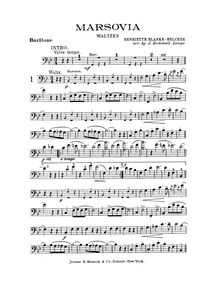 Partition baryton (basse Clef), Marsovia valses, B♭, Blanke-Belcher, Henriette