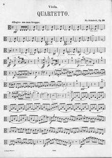 Partition viole de gambe, corde quatuor No. 13, Rosamunde Quartet par Franz Schubert