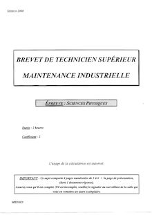 Sciences physiques 2000 BTS Maintenance industrielle