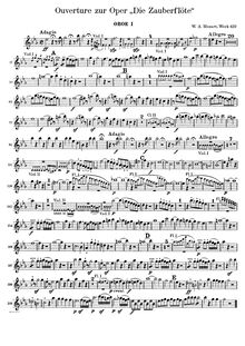 Partition hautbois 1, 2, Die Zauberflöte, The Magic Flute, Mozart, Wolfgang Amadeus