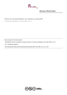 Crise et concentration du secteur productif - article ; n°1 ; vol.144, pg 3-12