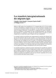 Les transferts intergénérationnels des migrants âgés - article ; n°1 ; vol.390, pg 3-23