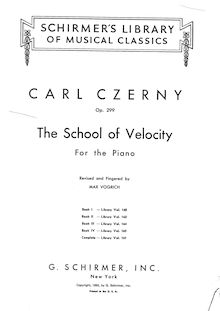 Partition Book 1 (Nos.1-10), pour School of Velocity, Die Schule der Geläufigkeit