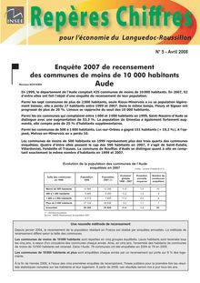 Enquête 2007 de recensement des communes de moins de 10 000 habitants Aude