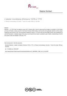 L atelier monétaire d Amiens 1578 à 1772 - article ; n°36 ; vol.6, pg 220-260