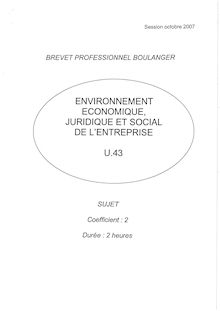 Bp boulanger environnement economique juridique et social de l entreprise 2007