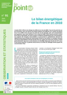 Le bilan énergétique de la France en 2010.