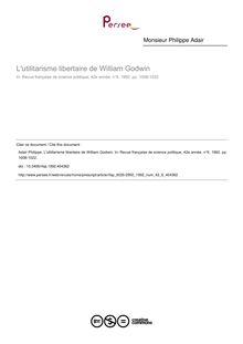 L utilitarisme libertaire de William Godwin - article ; n°6 ; vol.42, pg 1008-1022