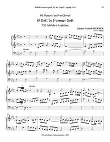 Partition , O Gott du frommer Gott, mit lieblichen Registern, 8 Choralvorspiele für die Orgel
