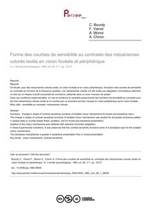 Forme des courbes de sensibilité au contraste des mécanismes colorés isolés en vision fovéale et périphérique - article ; n°1 ; vol.82, pg 19-27