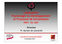 Laboratoire Psychologie du Développement et Processus de ...