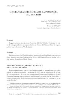 Miscelánea epigráfica de la provincia de Jaén II/III